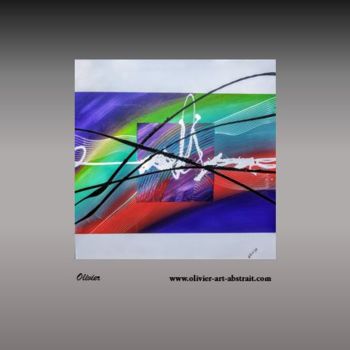 Painting titled "OURANOS" by Olivier Art Abstrait, Original Artwork, Acrylic Mounted on Wood Stretcher frame