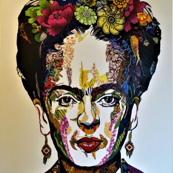 Collages titulada "Frida "Tu mérites u…" por Olivier Bouvard, Obra de arte original, Collages