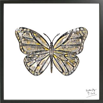 Dessin intitulée "Butterfly 1#17" par Olivier De Tullasky, Œuvre d'art originale, Encre