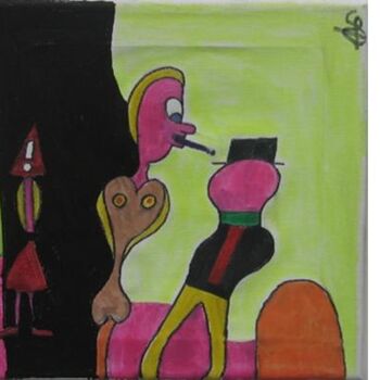 Painting titled "T'as pas une clope?" by Olivier Dumont, Original Artwork