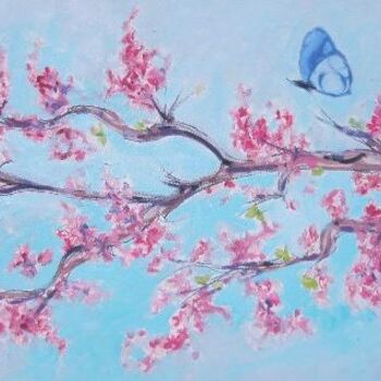Malerei mit dem Titel "branche de cerisier…" von Olivier Laplace, Original-Kunstwerk