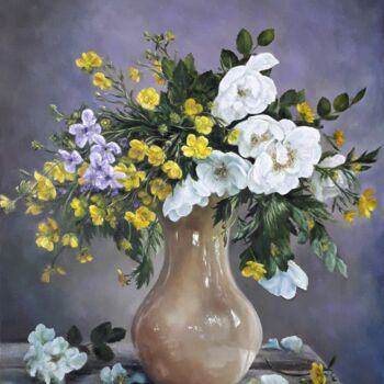 Картина под названием "Summer flowers" - Iryna Lubera, Подлинное произведение искусства, Масло