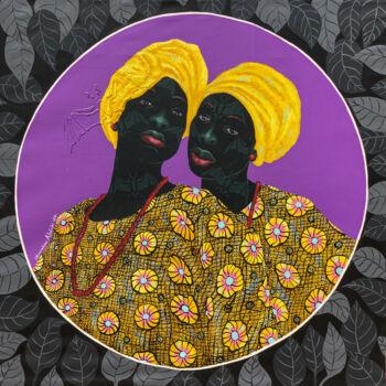 Painting titled "Sisters in yellow 1" by Oluwafemi Afolabi, Original Artwork, Acrylic