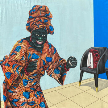 「MYSTERY OF FREEDOM」というタイトルの絵画 Oluwafemi Afolabiによって, オリジナルのアートワーク, アクリル