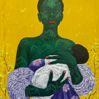 Malarstwo zatytułowany „SECOND MOTHER” autorstwa Oluwafemi Afolabi, Oryginalna praca, Akryl