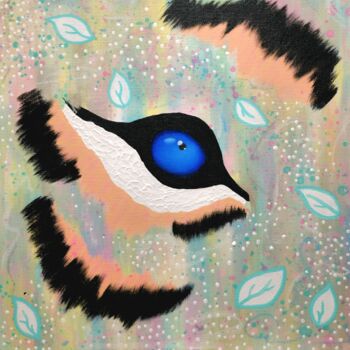Painting titled "Eye of a tiger. Hyp…" by Olya Enina, Original Artwork, Acrylic Mounted on Wood Stretcher frame