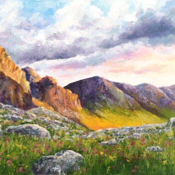 Malarstwo zatytułowany „Mountain landscape.…” autorstwa Olya Grigorevykh, Oryginalna praca, Olej