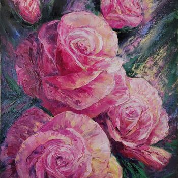 Peinture intitulée "Roses odor 1" par Olya Lioness, Œuvre d'art originale, Huile Monté sur Châssis en bois