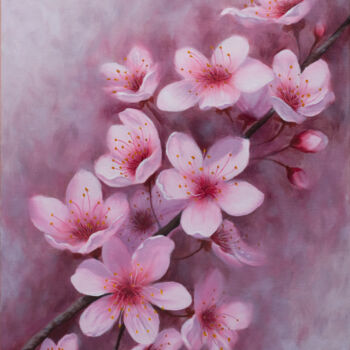Painting titled "Sakura blossom" by Olya Zdorovets, Original Artwork, Acrylic