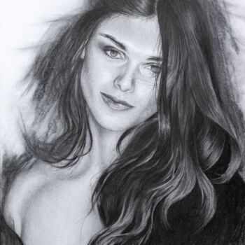 Drawing titled "A girl from your me…" by Olya Zdorovets, Original Artwork, Graphite