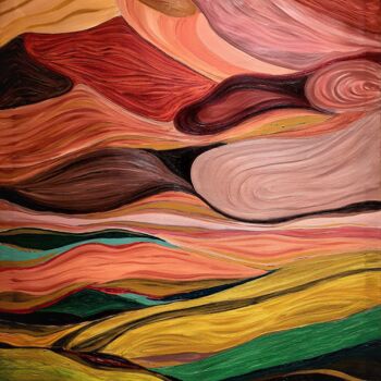 제목이 "The Desert and rocks"인 미술작품 Omar Yousef Alrashed로, 원작, 기름 나무 들것 프레임에 장착됨