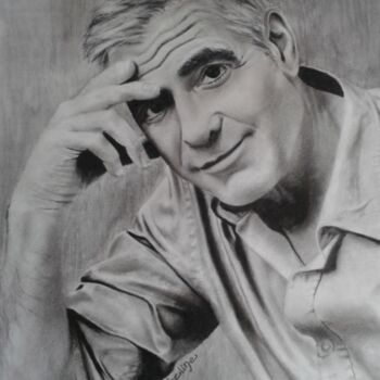 Dessin intitulée "George Clooney" par Ombeline Le Gall, Œuvre d'art originale, Crayon