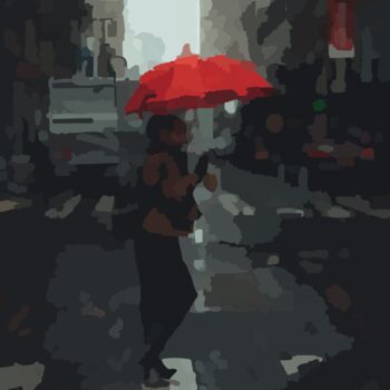 Цифровое искусство под названием "Rain in the city" - Omi Sid, Подлинное произведение искусства, Фотомонтаж