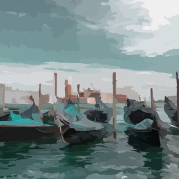 Digital Arts titled "Gondola serenity" by Omi Sid, Original Artwork, AI generated image