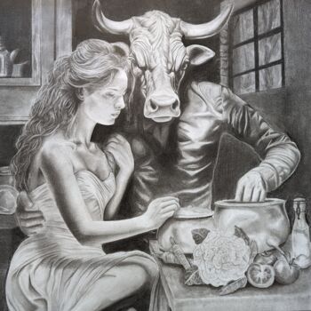 Dibujo titulada "Taurus" por Onesper, Obra de arte original, Grafito