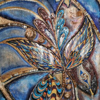 Pittura intitolato ""Sudanese starling"" da Anastasia Lesyuk, Opera d'arte originale, Acrilico Montato su Telaio per barella…