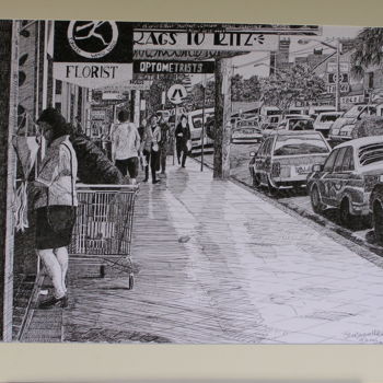 Zeichnungen mit dem Titel "lismore streets" von Jean-Jacques Marchal, Original-Kunstwerk, Tinte
