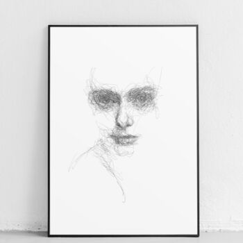 Drawing titled "Scribble Face #13" by Oriane Audebert, Original Artwork, Ballpoint pen