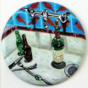 Painting titled "Reflexionando" by Oscar Galvan, Original Artwork, Acrylic Mounted on Wood Stretcher frame