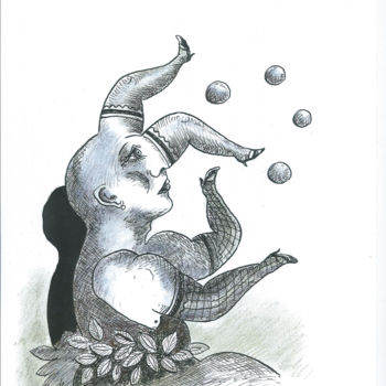 Σχέδιο με τίτλο "Jongleur" από Jmdamien, Αυθεντικά έργα τέχνης, Στυλό