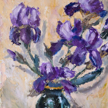 Peinture intitulée "Iris Blossom Painti…" par Olivkan Art, Œuvre d'art originale, Huile