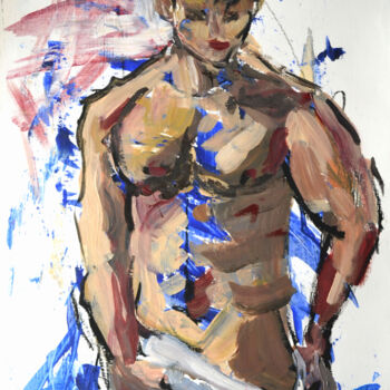 Schilderij getiteld "Naked Man Erotic Art" door Olivkan Art, Origineel Kunstwerk, Acryl