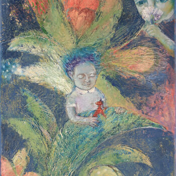 Картина под названием "Сhildren are flowers" - Oxana Antonenko, Подлинное произведение искусства, Акрил Установлен на Деревя…