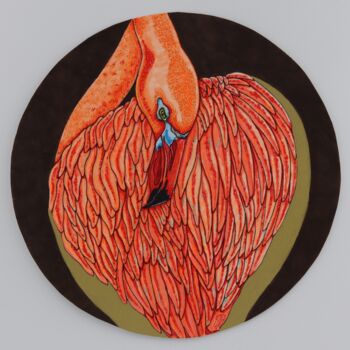 「Flamingo (brown)」というタイトルの描画 Oxana Kondratenkoによって, オリジナルのアートワーク, マーカー