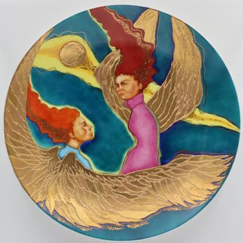 Skulptur mit dem Titel "Angels and Demons (…" von Oxana Kondratenko, Original-Kunstwerk, Keramik