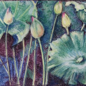 Drawing titled "Lilies 1" by Oxana Kondratenko, Original Artwork, Pastel