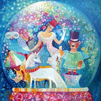 Malerei mit dem Titel "boule à neige" von Oxana Zaika, Original-Kunstwerk, Acryl