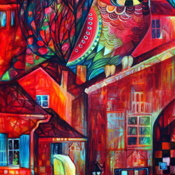 Peinture intitulée "Ville" par Oxana Zaika, Œuvre d'art originale, Acrylique