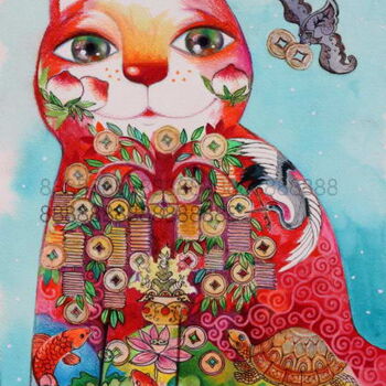 "CHAT CHINOISE" başlıklı Tablo Oxana Zaika tarafından, Orijinal sanat, Suluboya