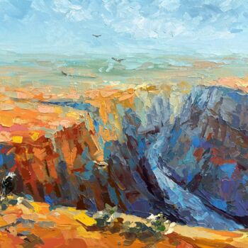Pittura intitolato ""Grand Canyon"" da Oxypoint, Opera d'arte originale, Olio Montato su Cartone