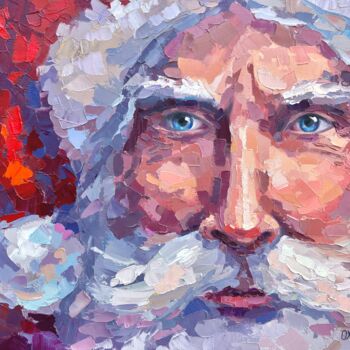 Schilderij getiteld ""Santa Claus"" door Oxypoint, Origineel Kunstwerk, Olie Gemonteerd op Karton