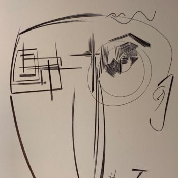 Zeichnungen mit dem Titel "Self portrait" von Ozzi Uaan, Original-Kunstwerk, Kugelschreiber