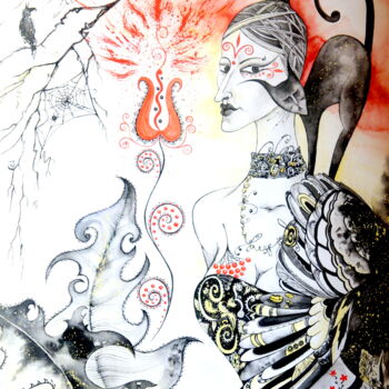 Pintura titulada "Yaga - Goddess of E…" por Iryna Tatur, Obra de arte original, Tinta