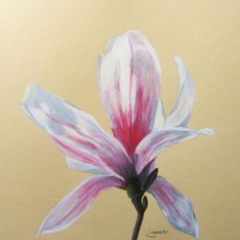 Painting titled "Magnolia" by P. Le Sommer, Original Artwork, Acrylic