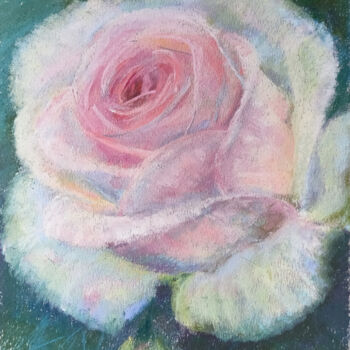 Painting titled "Pink elegy. Rose" by P. Lee, Original Artwork, Pastel
