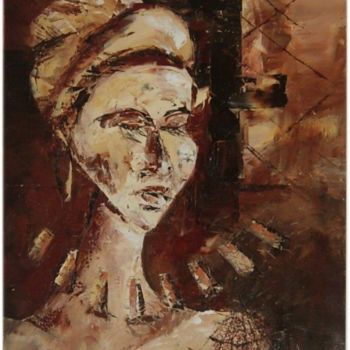 Peinture intitulée "femme au collier" par Alain Thomas, Œuvre d'art originale