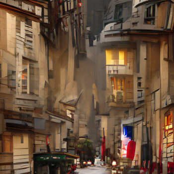 Arte digital titulada "Una calle de París" por Paco Fuente, Obra de arte original, Foto-montaje