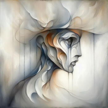 Digitale Kunst getiteld "Visage triste" door Paintartpaint, Origineel Kunstwerk, AI gegenereerde afbeelding