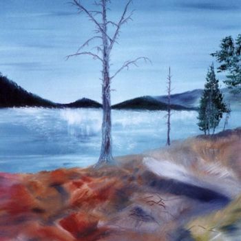 Painting titled "lac des pyrénées" by Catherine Simon, Original Artwork