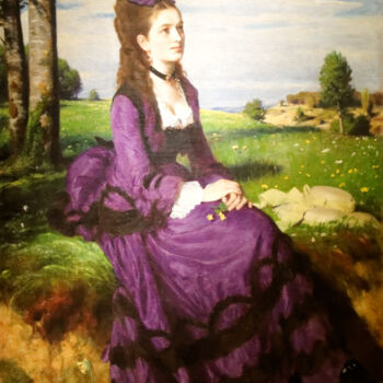 Peinture intitulée "Femme en violet" par Pál Szinyei Merse, Œuvre d'art originale, Huile