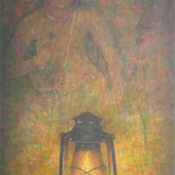 Schilderij getiteld "Lamp" door Palinivel, Origineel Kunstwerk