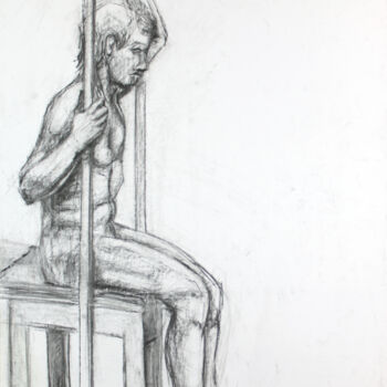 Drawing titled "Poker-Faced" by Pamela Rys, Original Artwork, Charcoal