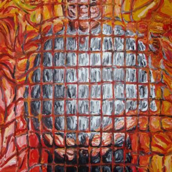 Painting titled "Uomo con camicia bi…" by Paolo Avanzi, Original Artwork, Acrylic