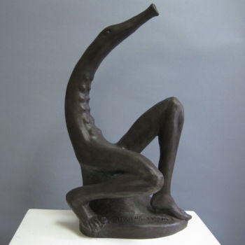 Sculpture titled "Belone sapiens 2" by Paolo Camporese, Original Artwork, Terra cotta