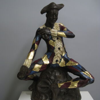 Rzeźba zatytułowany „Arlecchino alchemico” autorstwa Paolo Camporese, Oryginalna praca, Terakota