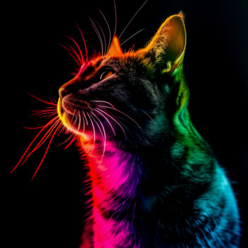 数字艺术 标题为“Strobe Cat!” 由Paolo Chiuchiolo, 原创艺术品, AI生成的图像